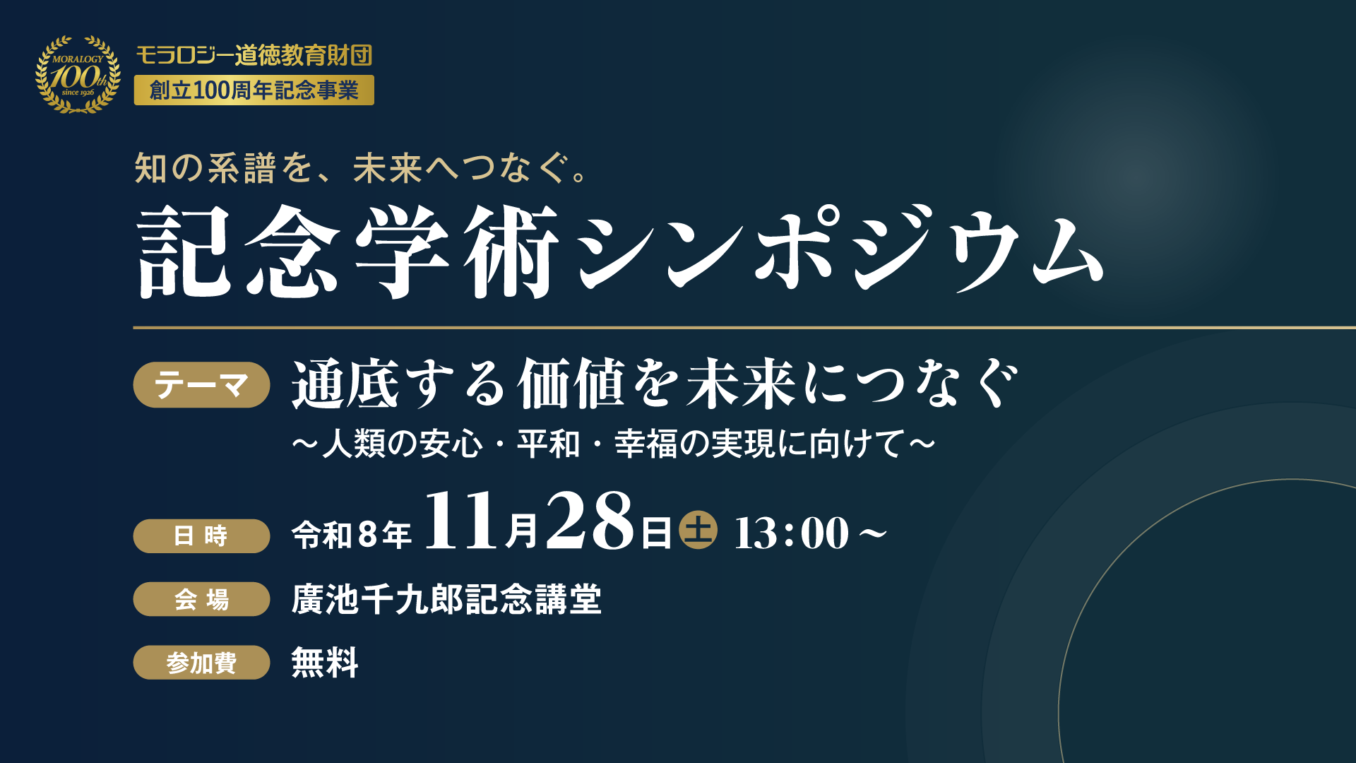 財団創立100周年 記念学術シンポジウム